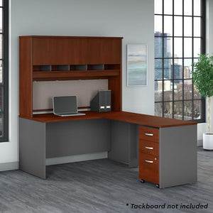 Bush Business Furniture Series C L Shaped Desk with Hutch, Mobile File Cabinet - 60W, Hansen Cherry