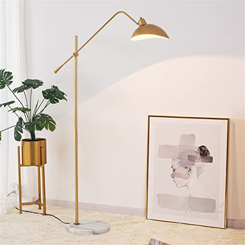 EESHHA Gold Floor Lamp with Marble Base - Adjustable Length Standing Lamp for Foyer and Living Room