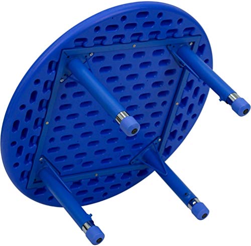 Flash Furniture 33'' Round Blue Plastic Height Adjustable Activity Table Set with 4 Chairs