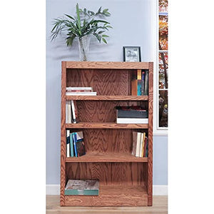 Home Square 2-Piece Set: 84" Tall 6 Shelf Solid Wood Bookcase & 48" Tall 4 Shelf Bookcase in Dry Oak