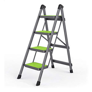 LUCEAE Folding 4 Step Ladder, Portable Anti-Skid Pedal, Green - 40.5cm x 80cm