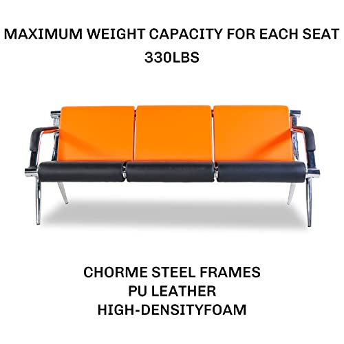 Bestmart INC 3PCS Office Reception Chair Set PU Leather, Orange