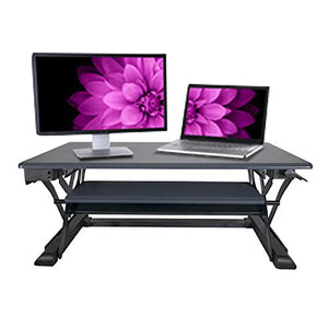 Heyesk Height Adjustable Standing Desk Converter Riser-Portable Desktop 37" Stand Up Workstation(Grey)