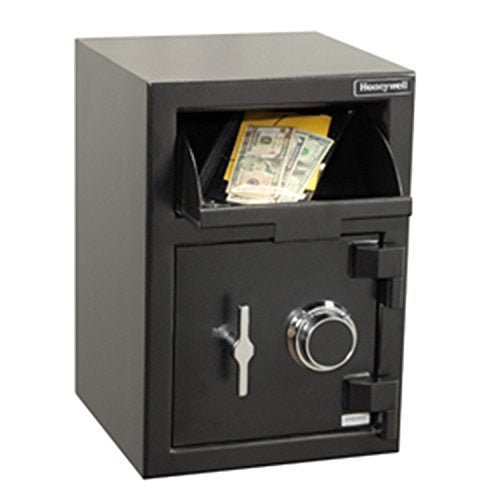 Honeywell - 5911 Steel Depository Security Safe with Spy-Proof 4 Digit Combination Lock, 1.06 Cubic Feet, Black