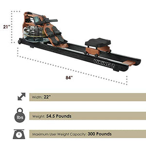 First Degree Fitness Viking II Black Reserve Indoor Rowing Machine, Black/Brown