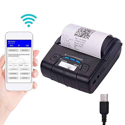 Portable 80mm Thermal Receipt Printer Handheld Barcode Printer USB BT ESC/POS Command