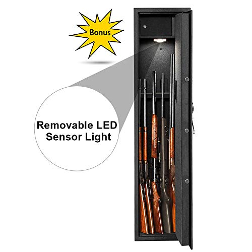 Bonnlo Biometric Gun Safe for Home,Biometric Rifle Gun Safe for Rifle and Shortguns,Quick Access Fingerprint Gun Safe for Long Guns,Large 5 Gun Security Cabinet with Lockable Box for Handgun/Ammo