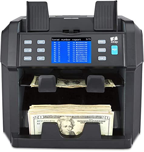ZZap NC70 Mixed Denomination Bill Counter/2 Pocket Sorter/Counterfeit Detector - Money Cash Value Currency Machine