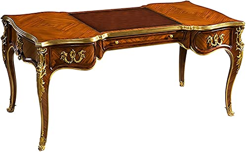 Retro Solid Wood Computer Desk Pure Copper Carved Boss Desk 64.2X33.9X29.9Inches
