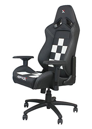 Finish Line White on Black Checkered Flag Pattern Gaming and Lifestyle Chair by RapidX