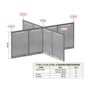 GOF Freestanding X-Shaped Office Partition, Large Fabric Room Divider Panel - 132"D x 132"W x 48"H