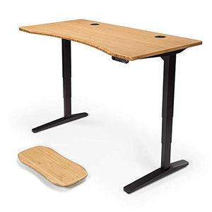 UPLIFT Desk - V2 Bamboo Standing Desk with 1" Thick Carbonized Bamboo Curve Desktop, Height Adjustable Frame (Black), Advanced Memory Keypad & Wire Grommets (Black), Bamboo Motion-X Board (80" x 30")