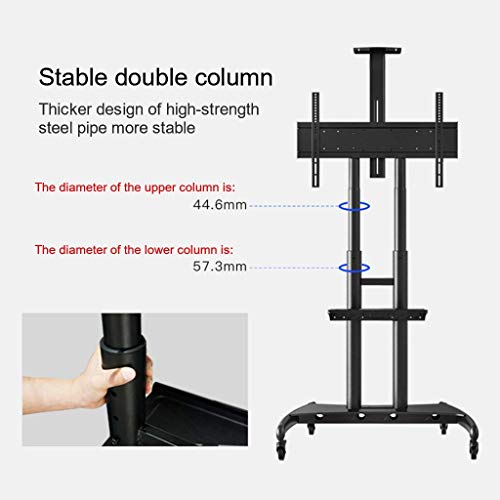 AuLYn Mobile TV Stand for 55-80 Inch LCD LED Screens - White, 90.9 Kg Capacity