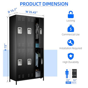 Aobabo 6-Door Metal Storage Locker Cabinet for Office Gym Bedroom Dormitory