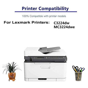 3-Pack (C+Y+M) Compatible High Capacity C320020+ C320040+ C320030 Toner Cartridge Used for Lexmark C3224dw, MC3224dwe Printer