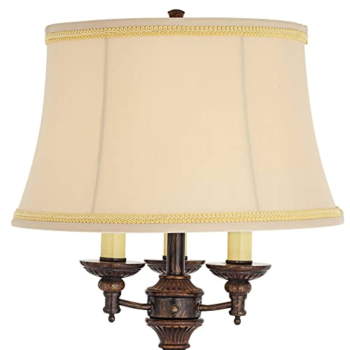 Barnes and Ivy Traditional Italian Floor Lamp Candelabra Style 4-Light 64.5" Tall Bronze Brown Gold Bell Shade
