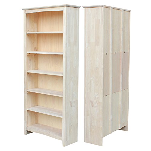 International Concepts Shaker Bookcase, 72-Inch, Unfinished