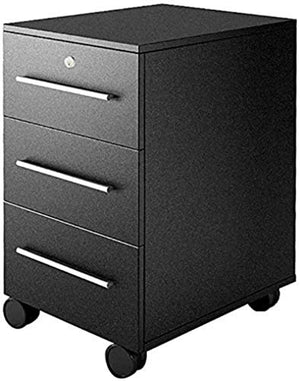 SHABOZ Mobile Office File Cabinet with Lock and Casters - Black
