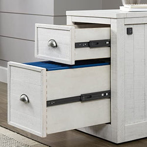 Martin Svensson Home Monterey White Stain 2 Drawer Fingerprint Lock File Cabinet