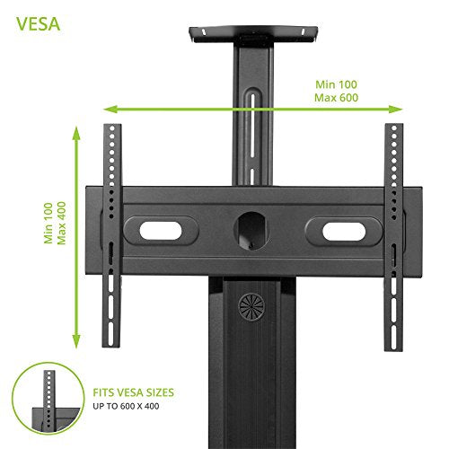 Kanto MTMA70PL Mobile TV Stand for 40-70 inch Flat Screen Displays - with Top Shelf and Adjustable Middle Tray