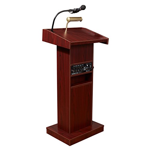 Oklahoma Sound 800X- My/LWM-6 Orator Lectern & Tie Clip Mic, Mahogany