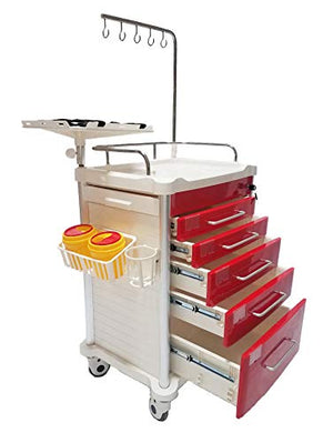 MS3C Lightweight Crash Cart with Accessory Package, Red