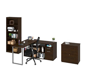 3-Piece Set Including a L-Shaped Desk, a lateral File Cabinet, and a Bookcase