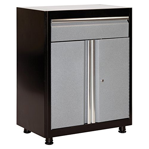 American Heritage AADF301836-MG09 Steel Base Cabinet with Drawer, 30" Width x 18" Depth x 36" Height, Black/Multi-Granite