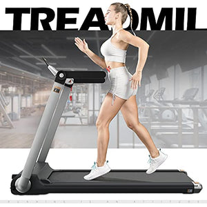 ADVENOR Treadmill Motorized Treadmills 3.0 HP Installation-Free Electric Running Machine 300 LBS Weight Capacity Folding Portable Treadmill Fitness Indoor with 24 Preset Programs (Grey)