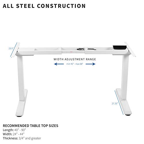 VIVO White Electric Dual Motor Stand Up Desk Frame with Cable Management Rack, Ergonomic Height Adjustable Standing DIY Workstation, DESK-V103EW