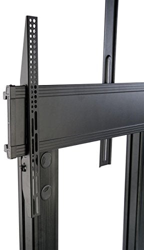TV Cart with Wheels, For Monitors Between 60" and 100", Video Camera Shelf, Steel & Aluminum (Black)