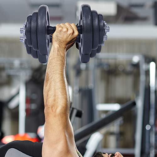 Nice C Adjustable Dumbbell Set, 22/33/44/66/105 Lbs Metal Barbell 2 in 1 Weight Pair, Anti-Slip Handle, All-Purpose, Home, Gym, Office, Fitness (Barbell 105LB or 48.5LB Dumbbell Pair)