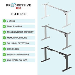 Progressive Desk Small Standing Desk 42x30, Electric Adjustable Height Stand up Home Office desks - Light Ash/White Frame