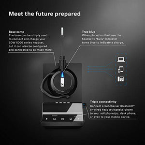 Sennheiser Enterprise Solution SDW 5016 Single-Sided Wireless DECT Headset for Desk Phone Softphone/PC& Mobile Phone Connection Dual Microphone Ultra Noise-Canceling, Black