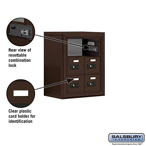 Salsbury Industries 19038-06ZSC Cell Phone-3 Unit Surface Mounted-Resettable Combination Locks with 8-Inch Diameter Compartments, Bronze