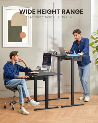 ErGear Large Electric Standing Desk with Keyboard Tray, 63x28 Inches - Black