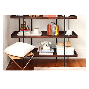 HARAY Industrial Style Iron Bookshelf 100cm - Long, Living Room Storage Display Rack