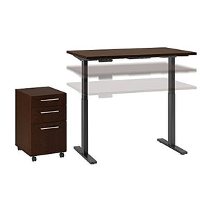 Move 60 Series 48W x 24D Height Adjustable Standing Desk with Storage in Mocha Cherry with Black Base
