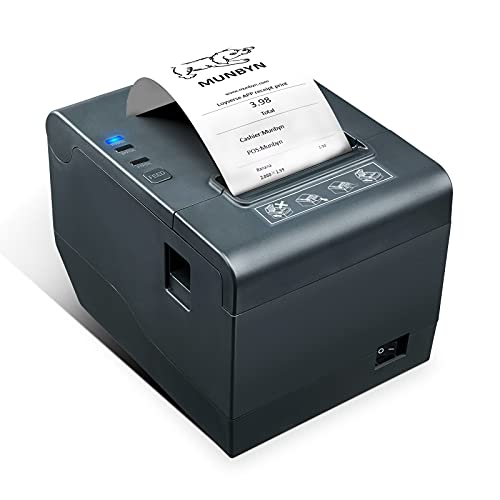 MUNBYN USB POS Receipt Printer, Thermal Receipt Printer, with Auto Cutter 80mm Printer Direct Thermal Printer with Driver 230mm/s Printing Speed for ESC/POS(ONLY USB Interface) for Windows, Mac, Linux
