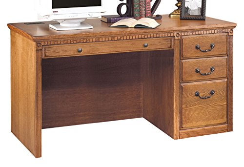 Martin Furniture Huntington Oxford Single Pedestal Computer Desk, Wheat Finish, Fully Assembled