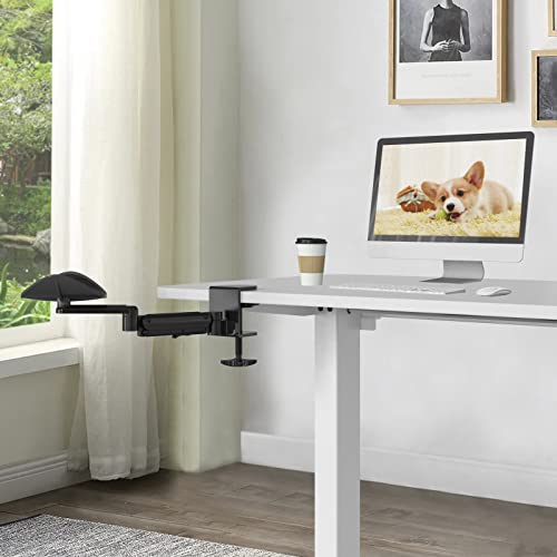 JOY worker Clamp-on Adjustable Armrest for Desk, Ergonomic 360°Rotating Elbow Cushion Pad with 5-Level Height, Above Desk Extension Platform Arm Support for Left/Right Hand