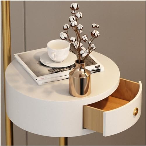MAXEZE Dimmable Metal Floor Lamp with Drawer and Reading Lamp - Coffee Table Decor Lighting (Gold)