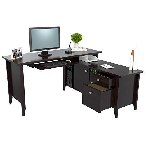 Inval ET-4315 L Shaped Computer Writing Desk, Brown