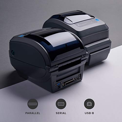 Zebra GX430t Thermal Transfer Desktop Printer Print Width of 4 in USB Serial and Parallel Port Connectivity Includes Cutter - GX43-102512-000