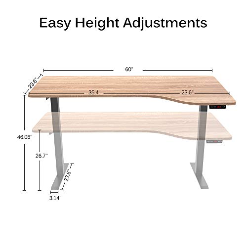 SMAGREHO Height Adjustable Electric Standing Desk for Home Office, 60 x 33 inches Sit Stand Table with MDF Splice Board, Standing Workstation with Memory Controller, Black Frame/French Oak Desktop