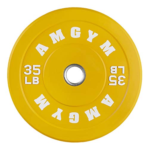 AMGYM Color Olympic Bumper Plate, Weights Plates, Bumper Weight Plate, Steel Insert, Strength Training(35LB,Pair)