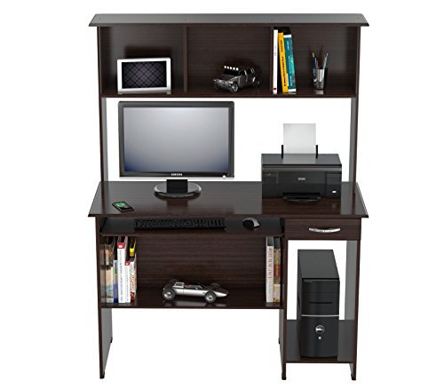 Inval Computer Workcenter with Hutch, Espresso-Wengue