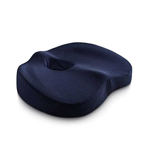 Memory Foam Seat Cushion - Extra-Large, Office Chair & Wheelchair, Washable & Breathable Cover, Back Pain Relief
