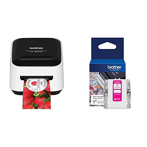 Brother VC-500W Versatile Compact Color Label and Photo Printer with Wireless Networking & Genuine CZ-1004 Continuous Length 1” (1.0”) 25 mm Wide x 16.4 ft. (5 m) Long Label Roll