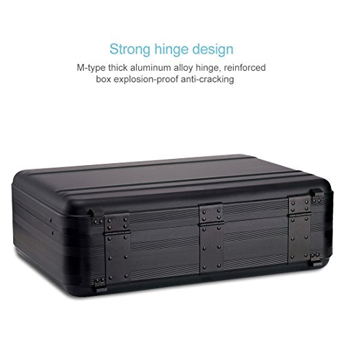 Aluminum Briefcase Large laptop case attache cases, TSA Customs Lock Custom space sponge shockproof Instrument, metal briefcase (black, 18.1X13.8X6.1 inch)